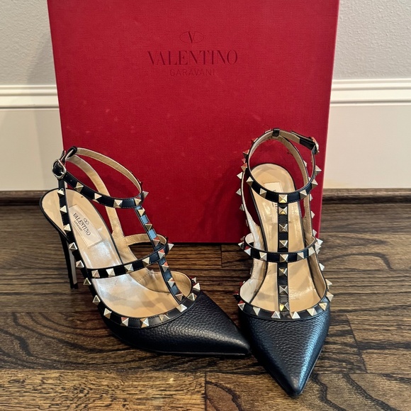 Valentino Rockstud Shoes - Like New Rockstud 100mm Black Pebble Leather